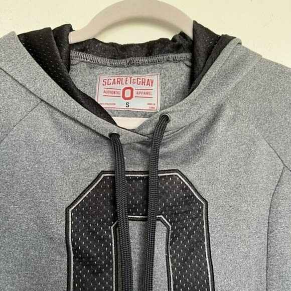VARSITY preppy hoodie Pullover Sweatshirt SMALL grey number 0 Activewear - Picture 2 of 8
